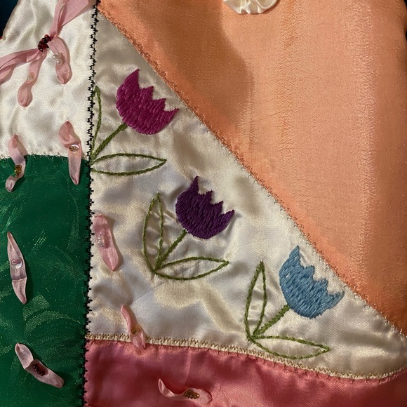 VINTAGE Crazy Quilt Jacket/Coat embroidery cat, ribbons, many textures! 80s - Picture 4 of 16